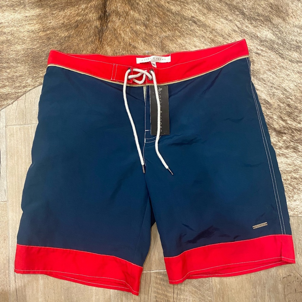 Mens Parke & Ronen Blue Red Swim Shorts Trunks Size S